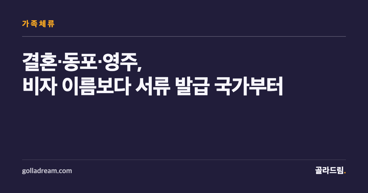 결혼·동포·영주, 비자 이름보다 먼저 체크할 것은 서류 발급 국가다