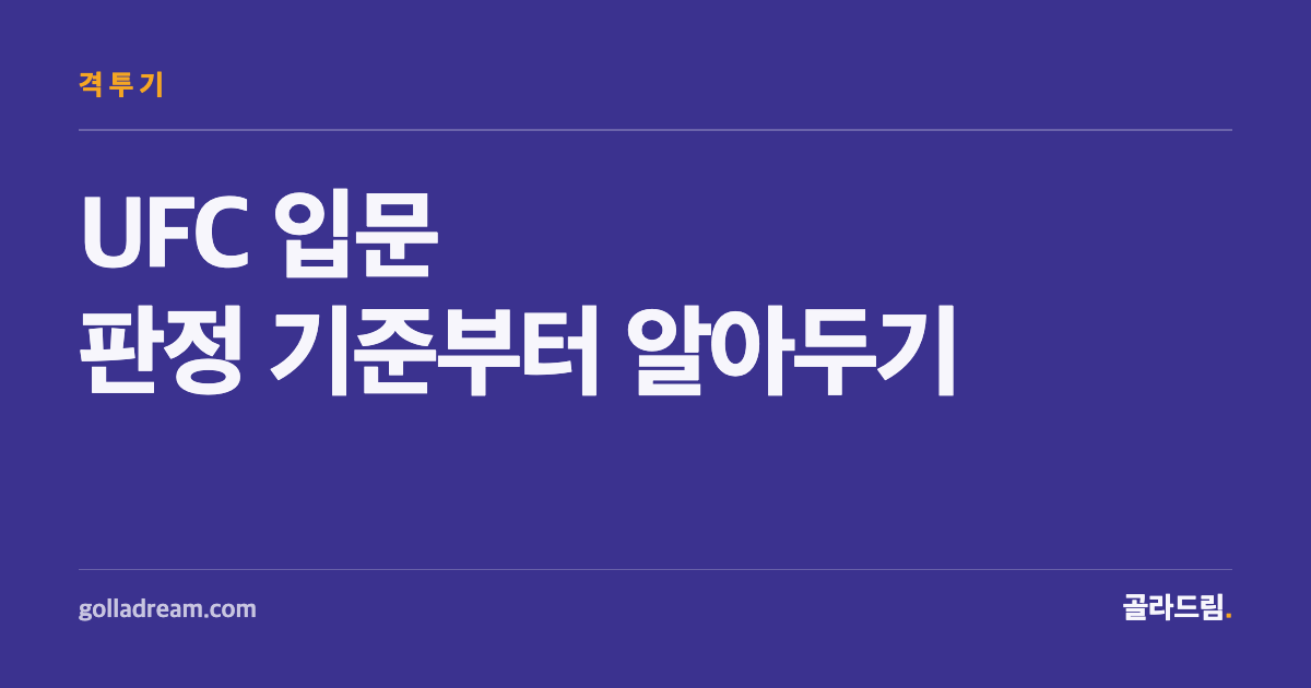UFC 처음 본다면 하이라이트보다 판정 기준부터 알아두세요