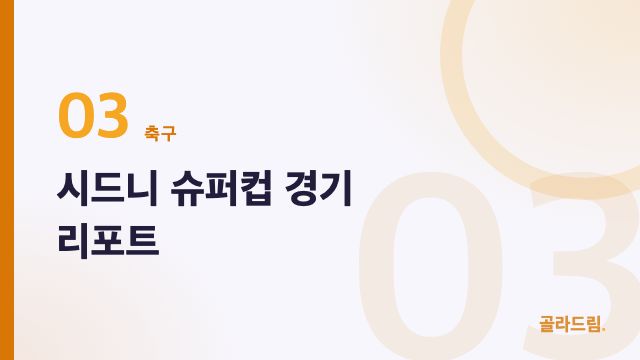 시드니 슈퍼컵 경기 리포트