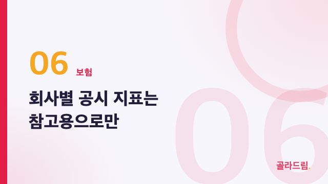 회사별 공시 지표는 참고용으로만