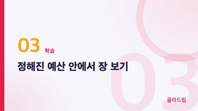 정해진 예산 안에서 장 보기